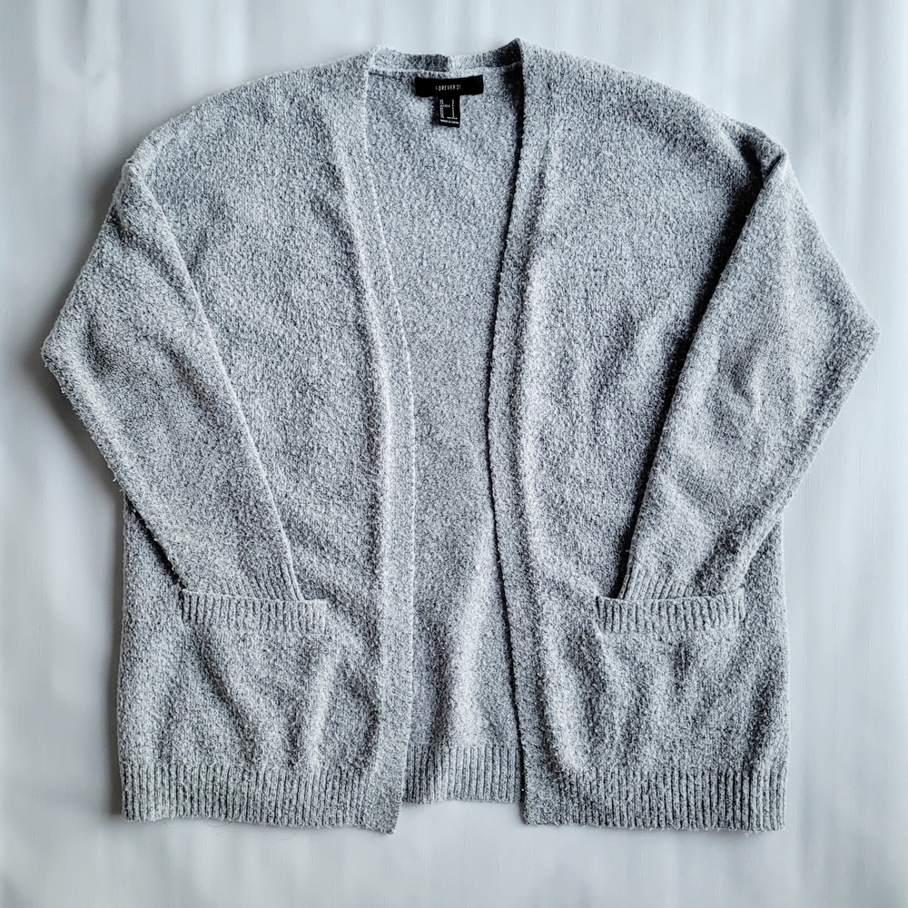 Forever 21 Cozy Oversized Grey Open Front Cardigan - Size S